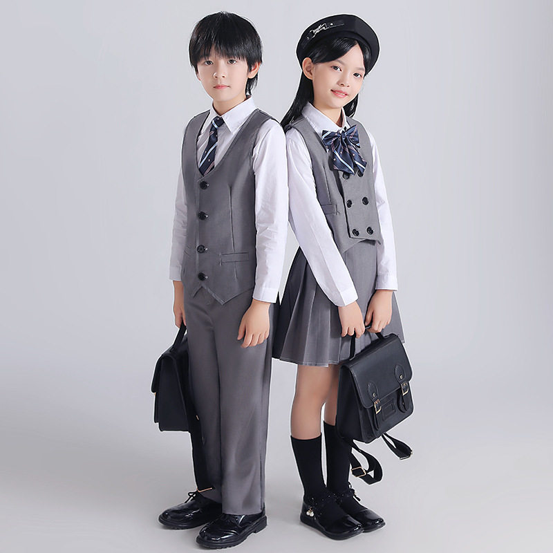 元旦儿童演出服小学生合唱朗诵比赛服装班服学院风女童套装演讲服图片