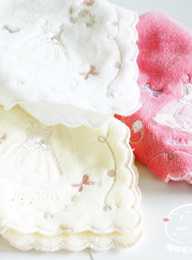 出口日本吉尔JILLSTUART纯棉刺绣花边精致柔软小方巾/毛巾手帕