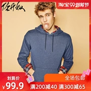 Áo khoác nam Giordano cộng với nhung kangaroo túi áo hoodie dài tay rộng rãi áo len trùm đầu nam dày 01082651 - Áo len