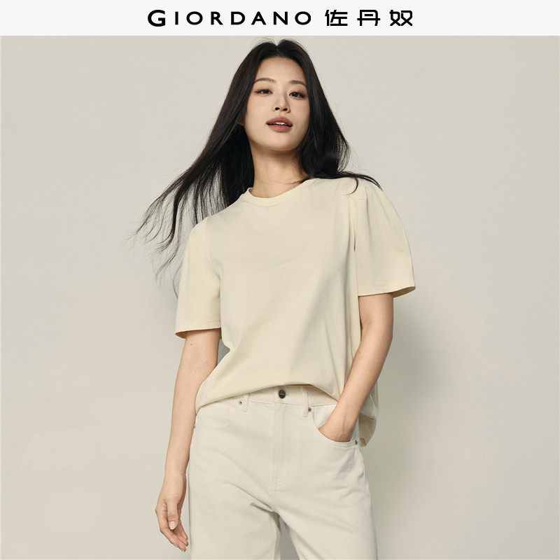 佐丹奴T恤女装【韩国同款】纯色圆领泡泡短袖T恤 05326563