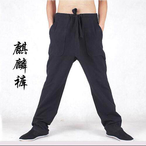 包邮纯棉老粗布唐装裤子男中国风手工中式练功服休闲麒麟如意促销