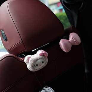 原创手工可爱kt卡通蝴蝶结汽车挂钩车载后排座椅靠背车内收纳装饰