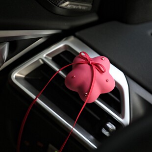 原创手工火龙果色闪亮星星车载香薰出风口装 饰汽车空调少女车摆件