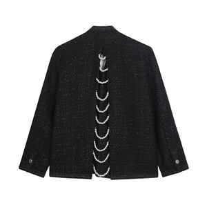 22秋冬新款潮流时髦小香风个性后背装饰造型开叉西服外套920-P145图片