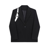 22秋新款潮流时髦个性黑白撞色带金属扣装饰休闲西服外套914-P135，男装西服，星座1304（原C205）