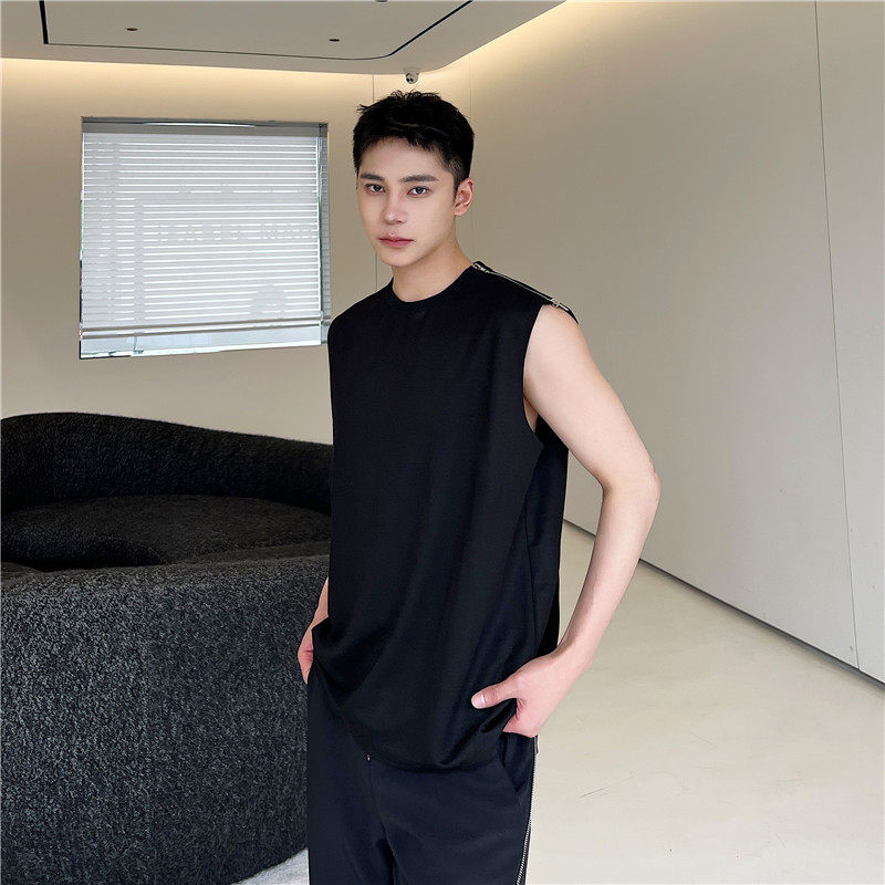 23夏新款潮流时髦小众设计单边双头拉链装饰韩版休闲背心W19-P60,男装背心/马甲,星座1304（原C205）
