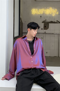 22夏新款偏光blingbling宽松衬衫文艺格调聚焦点衬衫男女S30-P70图片