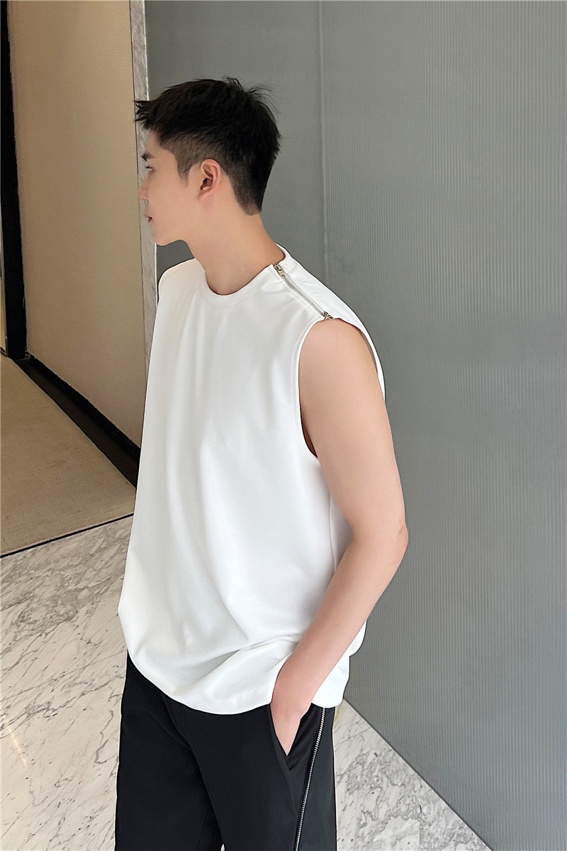 23夏新款潮流时髦小众设计单边双头拉链装饰韩版休闲背心W19-P60,男装背心/马甲,星座1304（原C205）