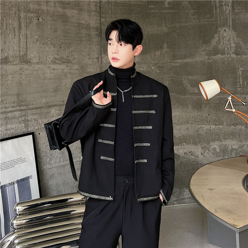 秋冬新款潮流时髦个性织带装饰设计小众造型小香风夹克T177-P150，男装夹克，星座1304（原C205）