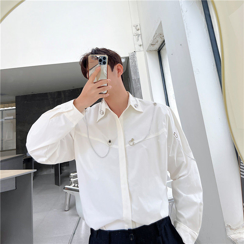 23春新款潮流时髦个性设计多金属拉链装饰休闲韩版衬衣S207-P105图片