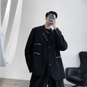 20年秋季新款潮流个性设计不规则拉链装饰小众西服TF43-P135图片