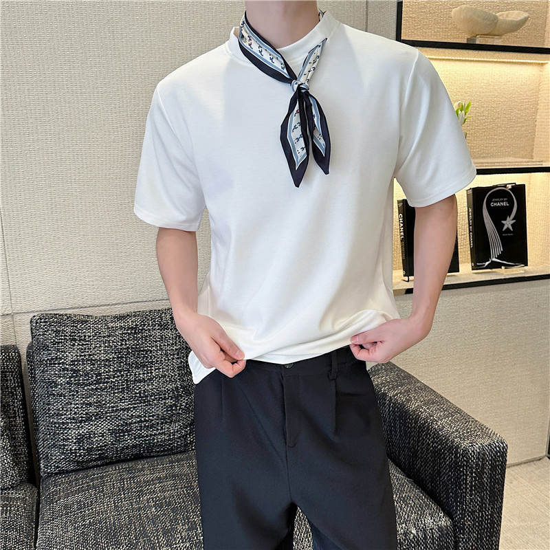 25年新款潮流时髦个性丝巾搭配设计感小众造型T恤男女D49-P65,男装T恤,星座1304（原C205）