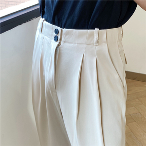 21年早秋新款薄款双暗褶双粒扣百搭休闲舒适西服裤F37-P70图片