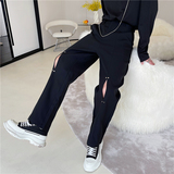 21年早秋新款个性设计膝盖双开口宽松休闲侧松紧西服长裤F88-P75，男装西裤，星座1304（原C205）