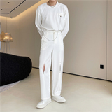 21年早秋新款个性设计膝盖双开口宽松休闲侧松紧西服长裤F88-P75，男装西裤，星座1304（原C205）