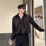 24年秋季新款潮流时髦个性光泽超滑带领带休闲造型衬衣S309-P80，男装衬衫，星座1304（原C205）