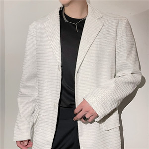 21秋季潮流个性特殊工艺双层复合闪光亮点宽松雅痞西服TF29-P135图片