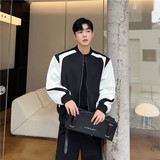 24春季新款潮流时髦个性黑白撞色双头拉链韩版圆领夹克T187-P145，男装夹克，星座1304（原C205）