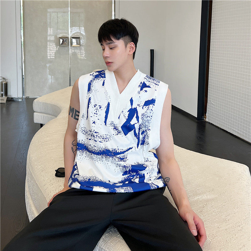 22年新款潮流时髦数码印花宽松休闲凉感可单穿可外穿马甲W06-P65,男装背心/马甲,星座1304（原C205）