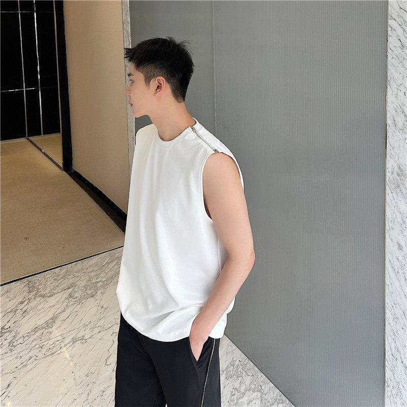 23夏新款潮流时髦小众设计单边双头拉链装饰韩版休闲背心W19-P60,男装背心/马甲,星座1304（原C205）