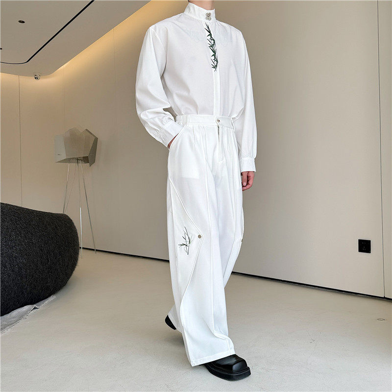 24秋新款潮流时髦个性贴片风刺绣设计小众造型宽松西裤F136-P90，男装西裤，星座1304（原C205）