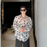 24年夏季新款潮流时髦个性提花刺绣薄纱休闲衬衣防晒衣S275-P75，男装衬衫，星座1304（原C205）