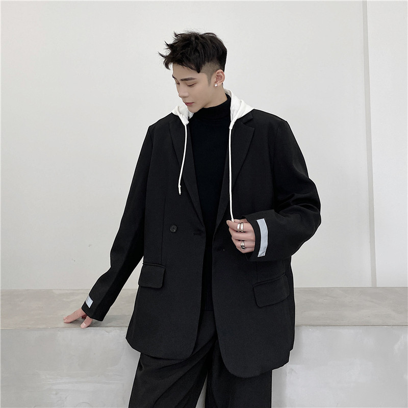 21年春新款设计感袖口反光条装饰时尚简约可拆卸帽西服TF49-P125图片