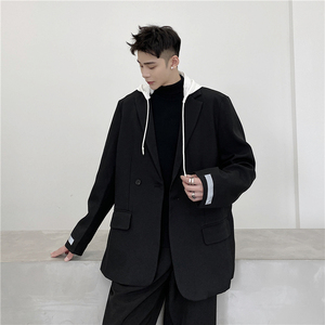 21年春新款设计感袖口反光条装饰时尚简约可拆卸帽西服TF49-P125图片