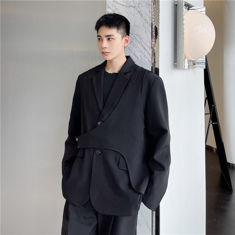 21年秋季新款潮流个性设计真两件可拆卸马甲西服套装TF81-P150,男装西服,星座1304（原C205）
