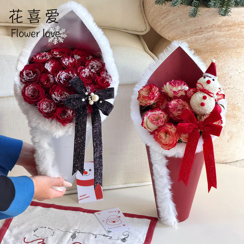 花喜爱圣诞节秋冬毛绒边定型片