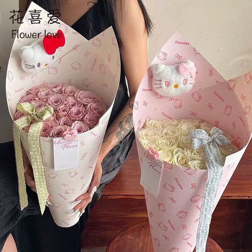 KT猫系列玫瑰花束包装加厚造型纸