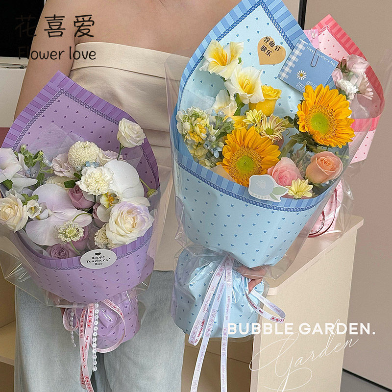 花喜爱公主裙包花纸鲜花包装爆款