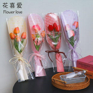 蕾丝风格 花喜爱 母亲节 新款 花店花艺资材 单支袋鲜花束包装