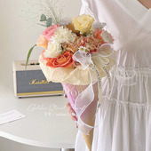 花喜爱手捧花束纸冰淇淋甜筒纸加厚圆形盒手工diy包花材料花店用