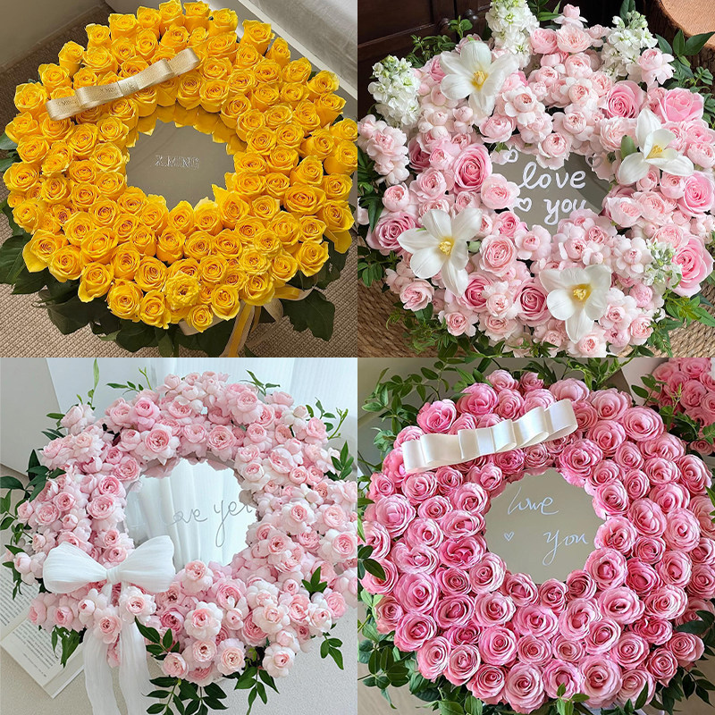 花喜爱【网红新品】爱心亚克力镜子手工diy花束花篮搭配装饰配件
