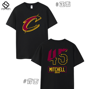 骑士队米切尔45号短袖T恤男美式米切尔T恤篮球大码运动训练服夏季