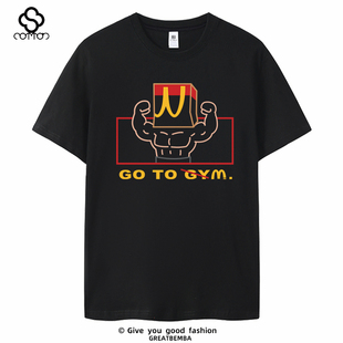 短袖 国潮美式 GYM麦当卡通劳夏季 T恤男女宽松百搭休闲 休闲Go