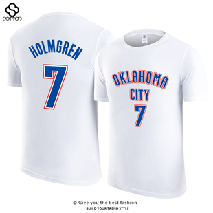 雷霆队切特霍姆格伦7号篮球短袖T恤男宽松球衣体恤运动大码潮夏季