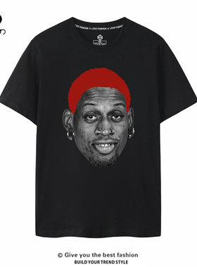 丹尼斯罗德曼Dennis Rodman篮球胖子大码欧美风潮男士纯棉短袖t恤