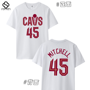 多诺万米切尔短袖骑士队t恤45号米切尔短袖球衣训练服大码休闲夏