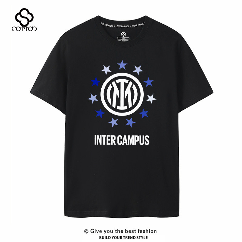 国际米兰满天星夺冠纪念短袖T恤蓝黑军团意甲男足球衣服运动休闲