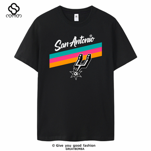 圣安东尼奥马刺队短袖马刺T恤训练服篮球大码福克斯文班亚马T恤夏