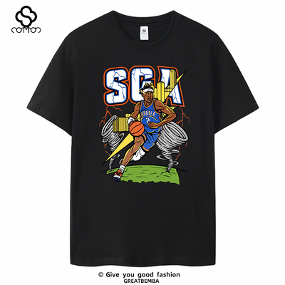 春夏季篮球雷霆队T恤休闲短袖2号亚历山大T恤SGA雷霆短袖大码男士