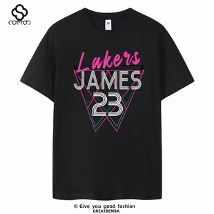 湖人队短袖23号詹姆斯T恤训练服篮球运动LeBron James短袖大码夏