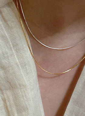 韩国INS 简约冷淡风S925纯银蛇骨项链女百搭精致时尚锁骨链颈