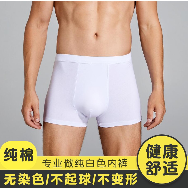 白色内裤男纯棉抗菌里裆舒适透气