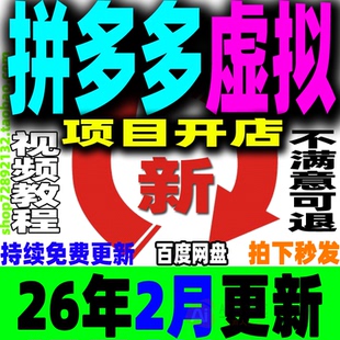 拼多多虚拟项目开店教程 PDD虚拟产品店铺新手运营课货源选品上架