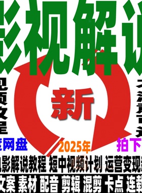 影视解说教程文案素材成品配音自动剪辑电影解说中视频封面搬运新