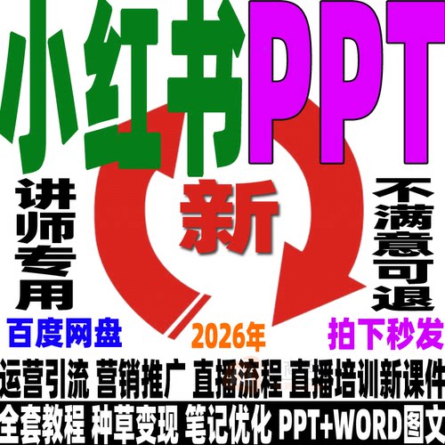 小红书运营培训PPT教程种草笔记优化变现直播带货培训XHS图片WORD