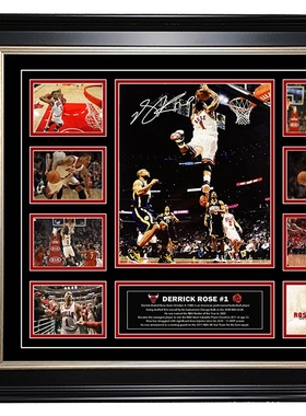 Rose罗斯亲笔签名照片 德里克罗斯公牛队 装裱 带证书